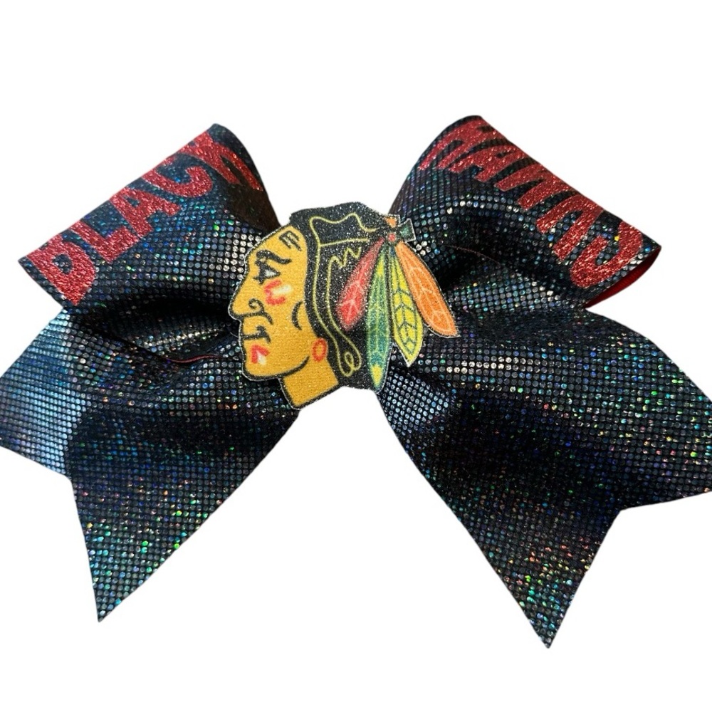 Chicago Blackhawks Cheer Bow, EUC
